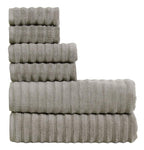 500 GSM 6 Pcs Towel Set-2 Bath +2 Hand+2 Face Towel Set 100% Soft Cotton Long Staple Fibers Ruffle Waves Quick Absorbent Towel for Men/Women -Mud Beige