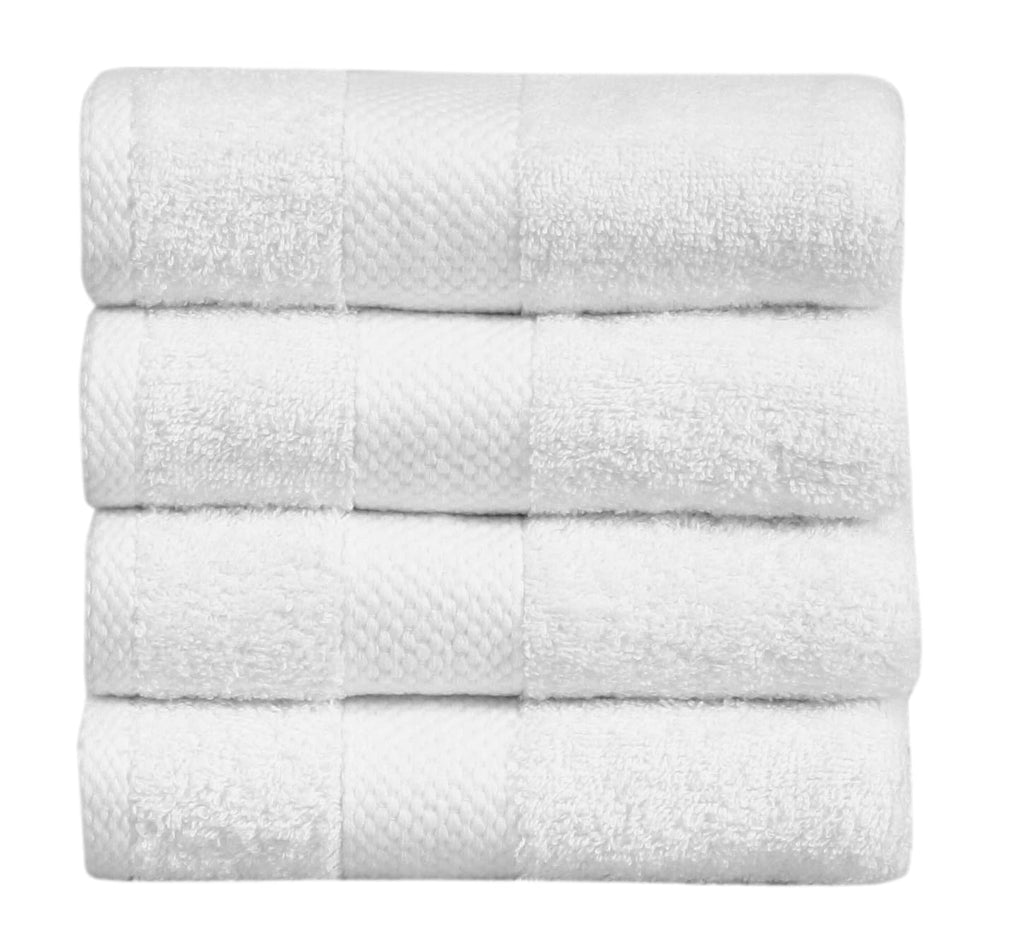 Fash Home 600 GSM Combed Cotton Hand Towel Set – 40x60 cm, Ultra Soft, Quick Dry & Highly Absorbent, 4 Pieces (White)