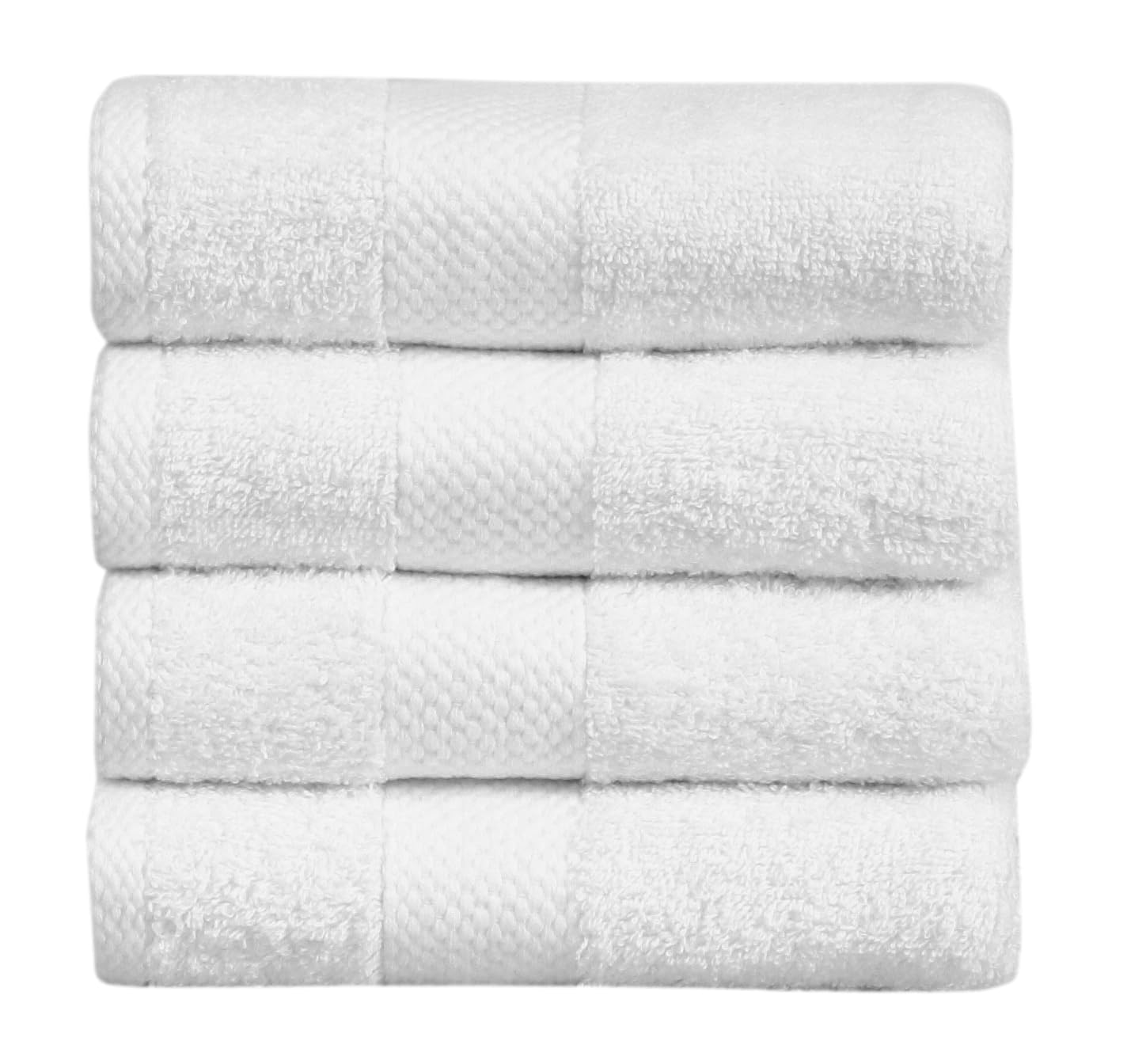 Fash Home 600 GSM Combed Cotton Hand Towel Set – 40x60 cm, Ultra Soft, Quick Dry & Highly Absorbent, 4 Pieces (White)