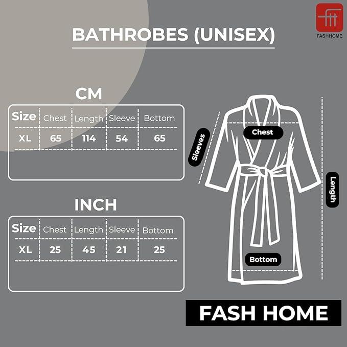 Fash Home-Unisex Bathrobe-Waffle design at Top & Soft TerryTowel inside for quick absorbancy and softness -100% Soft Cotton |Full Size | Perfect for Royal Elite Class Men/Women/Couples (Natural Grey)