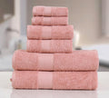 Micro Twist Towel 600 GSM 6 Pcs Towel Set 2 Bath +2 Hand+2 Face-Pastel Peach