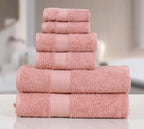 Micro Twist Towel 600 GSM 6 Pcs Towel Set 2 Bath +2 Hand+2 Face-Pastel Peach