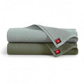 Fash Home Waffle Terry Fusion 2pc HandTowel-75X150cm Full Large Size 100% Soft Cotton Super Luxurious | Quick Absorbent | Only for Premium Royal Elite Class Men/Women/Couples-OliveGreen & NaturalGrey