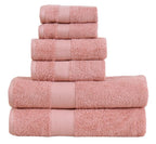 Micro Twist Towel 600 GSM 6 Pcs Towel Set 2 Bath +2 Hand+2 Face-Pastel Peach
