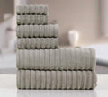 500 GSM 6 Pcs Towel Set-2 Bath +2 Hand+2 Face Towel Set 100% Soft Cotton Long Staple Fibers Ruffle Waves Quick Absorbent Towel for Men/Women -Mud Beige