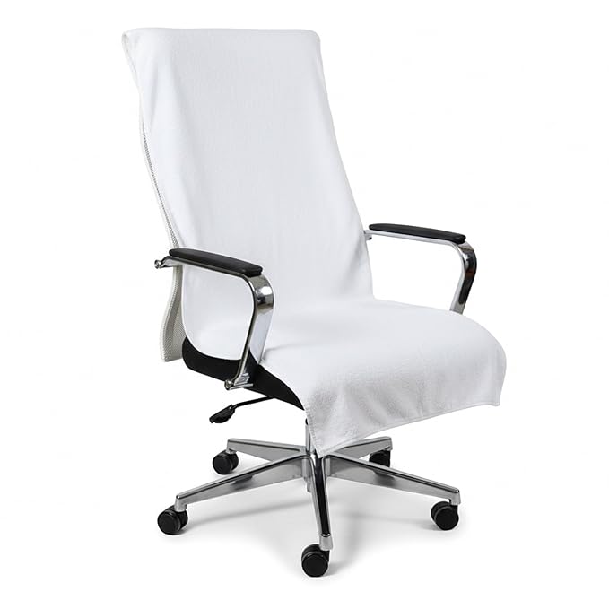 FASH Home Office Chair Towel | Luxury Car Seat Towel Cover | 100% Superfine Cotton | 550 GSM Large Size with Tie Knot | White | Pack of 4