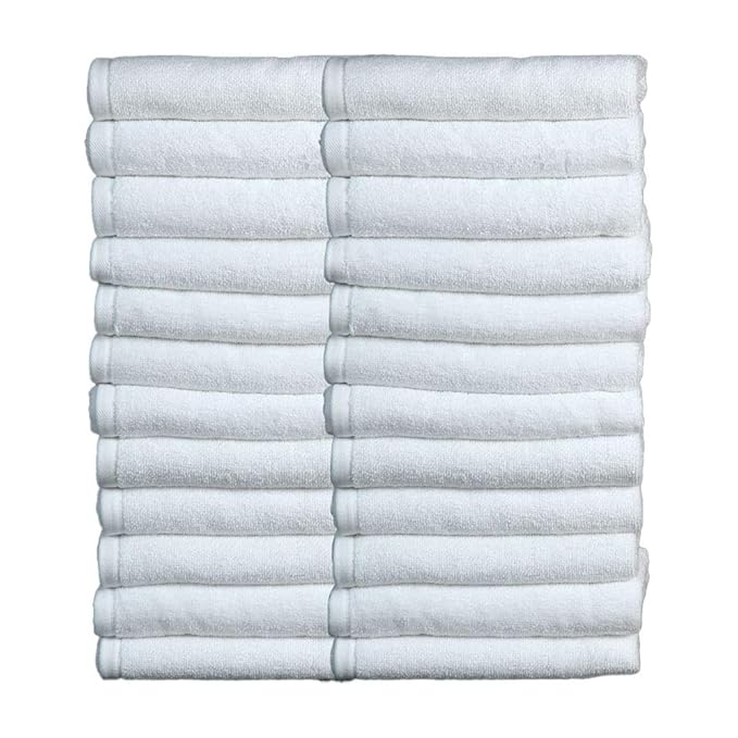 Cotton Premium Hotel Plain Hand Towel 560 GSM (Set of 24, White)