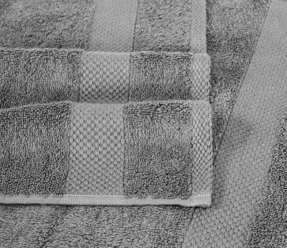 Micro Twist Towel 600 GSM 6 Pcs Towel Set 2 Bath +2 Hand+2 Face-Charcoal Grey-Cosmic Beige