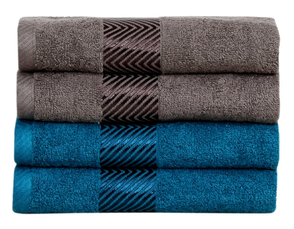100% Cotton Ultra Soft & Super Absorbent, Antibacterial Hand Towel 500 GSM 40x60 cm. (Grey & Teal)