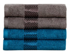 100% Cotton Ultra Soft & Super Absorbent, Antibacterial Hand Towel 500 GSM 40x60 cm. (Grey & Teal)