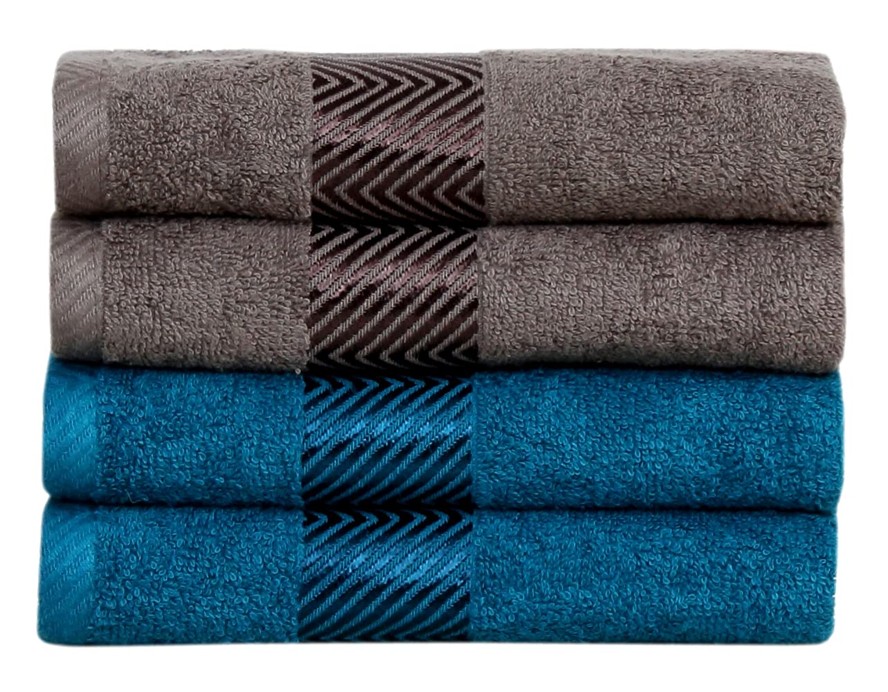 100% Cotton Ultra Soft & Super Absorbent, Antibacterial Hand Towel 500 GSM 40x60 cm. (Grey & Teal)