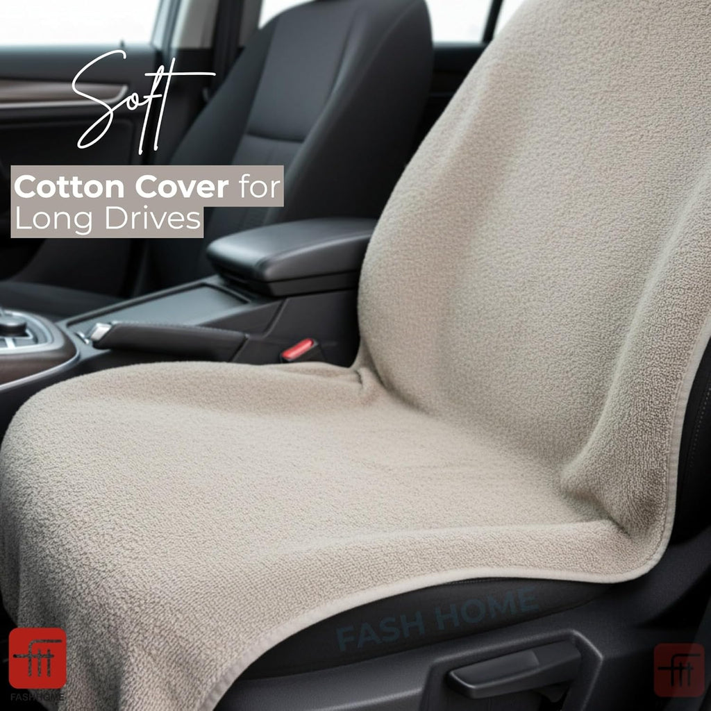 FASH Home Office Chair Towel | Luxury Car Seat Towel Cover | 100% Superfine Cotton | 550 GSM Large Size with Tie Knot | Beige | Pack of 1
