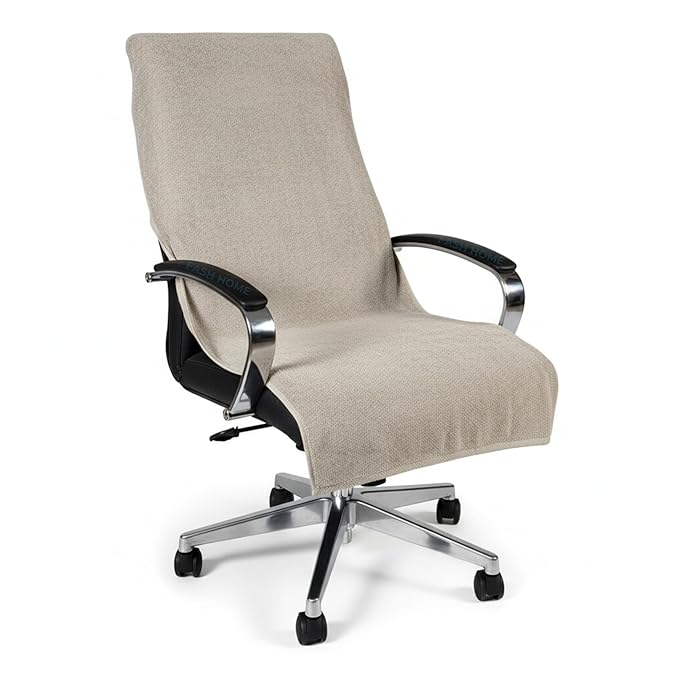 FASH Home Office Chair Towel | Luxury Car Seat Towel Cover | 100% Superfine Cotton | 550 GSM Large Size with Tie Knot | Beige | Pack of 1