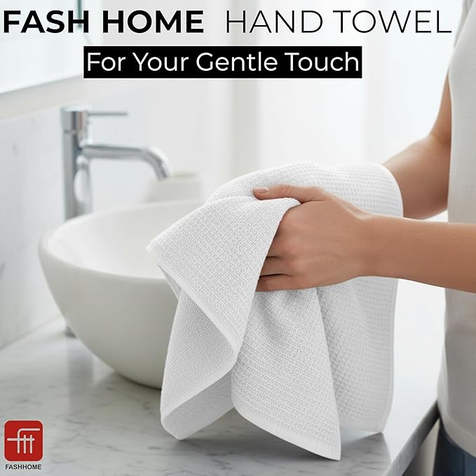 Fash Home Waffle Terry Fusion 4pc HandTowel-40X60cm Full Large Size 100% Soft Cotton Super Luxurious | Quick Absorbent | Only for Premium Royal Elite Class Men/Women/Couples- Multipack