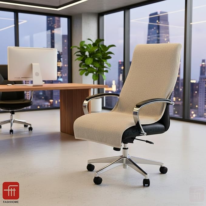 FASH Home Office Chair Towel | Luxury Car Seat Towel Cover | 100% Superfine Cotton | 550 GSM Large Size with Tie Knot | Beige | Pack of 1