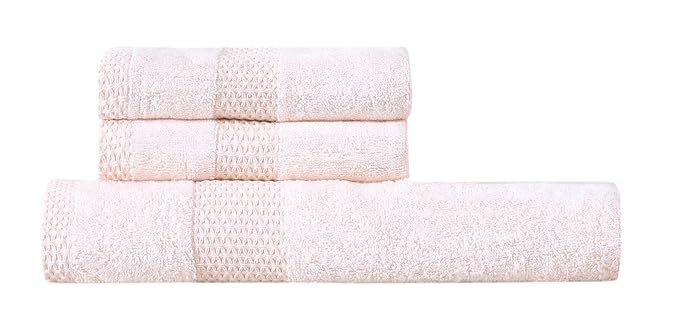 100% Natural Bamboo Towel 550 GSM 3 Pcs Towel Set (1 Bath75X150 +2 Hand 40x60) (Pearl Peach)