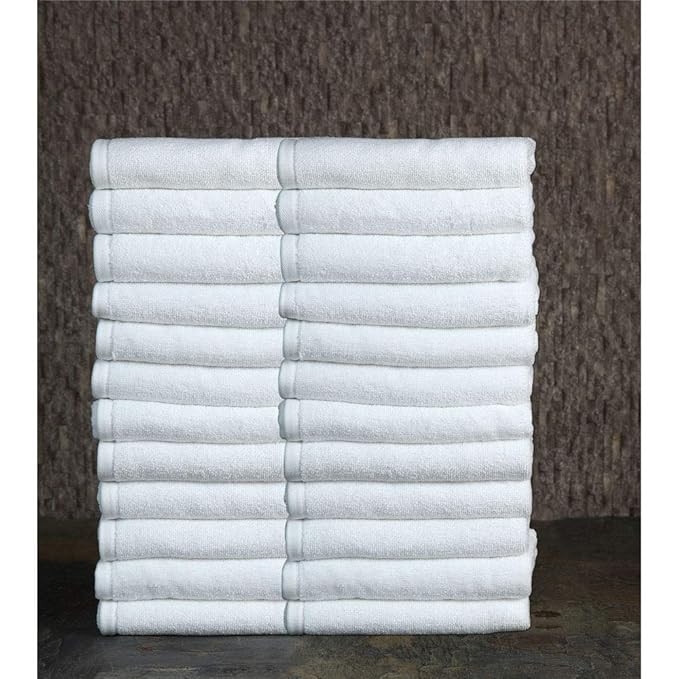 Cotton Premium Hotel Plain Hand Towel 560 GSM (Set of 24, White)