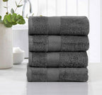 Fash Home 600 GSM Combed Cotton Hand Towel Set – 40x60 cm, Ultra Soft, Quick Dry & Highly Absorbent, 4 Pieces (Grey)