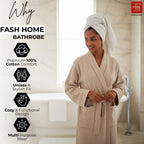 Fash Home-Unisex Bathrobe-Waffle design at Top & Soft TerryTowel inside for quick absorbancy and softness -100% Soft Cotton |Full Size | Perfect for Royal Elite Class Men/Women/Couples (Camel Beige)