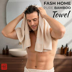 100% Natural Bamboo Towel 550 GSM 3 Pcs Towel Set (1 Bath75X150 +2 Hand 40x60) (Pearl Peach)