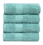 Fash Home 600 GSM Combed Cotton Hand Towel Set – 40x60 cm, Ultra Soft, Quick Dry & Highly Absorbent, 4 Pieces (Aqua Blue)