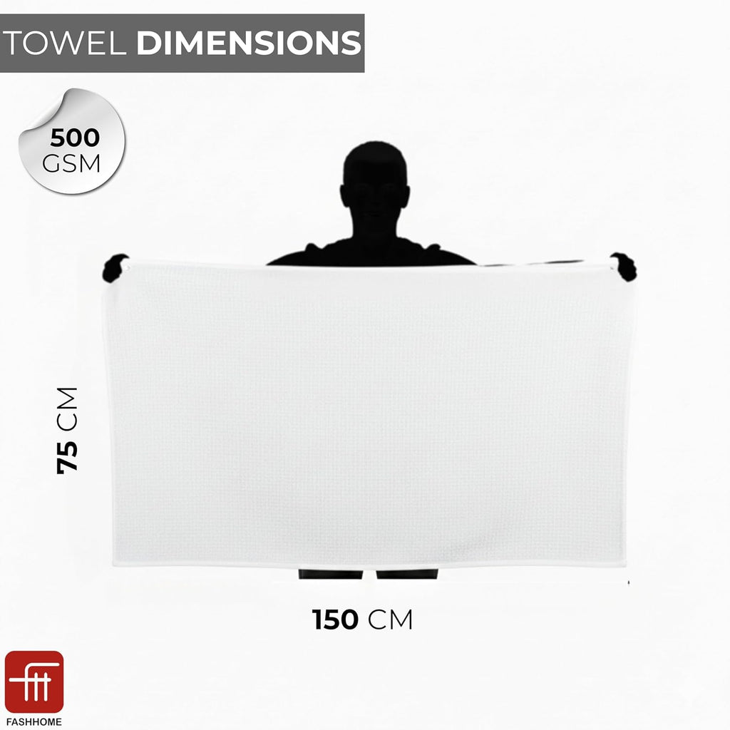 Fash Home Waffle Terry Fusion 2pc HandTowel-40X60cm Full Large Size 100% Soft Cotton Super Luxurious | Quick Absorbent | Only for Premium Royal Elite Class Men/Women/Couples-OliveGreen & OpticalWhite