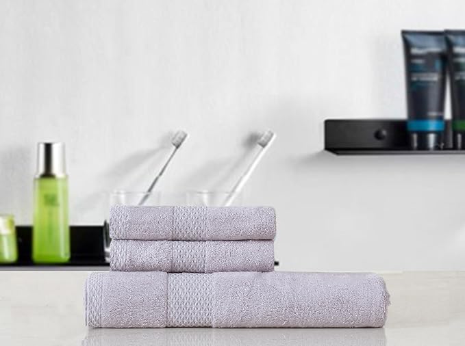 100% Natural Bamboo Towel 550 GSM 3 Pcs Towel Set (1 Bath75X150 +2 Hand 40x60) (Sea Sand)