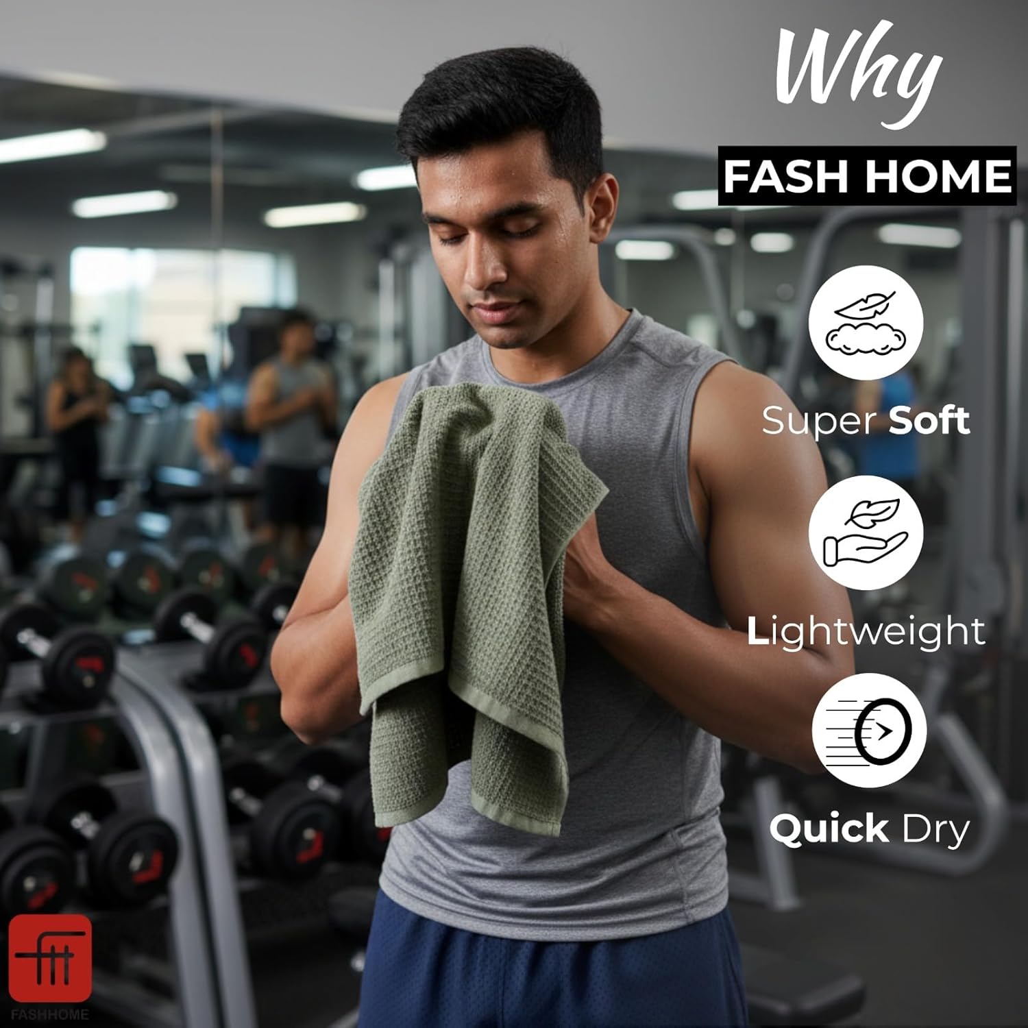 Fash Home Waffle Terry Fusion 4pc HandTowel-40X60cm Full Large Size 100% Soft Cotton Super Luxurious | Quick Absorbent | Only for Premium Royal Elite Class Men/Women/Couples- Multipack