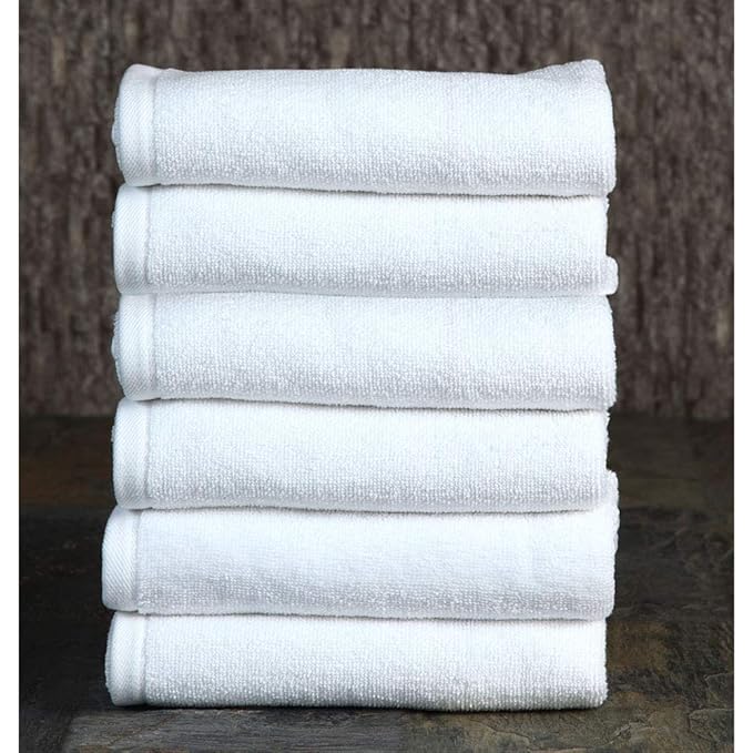 Cotton Premium Hotel Plain Hand Towel 560 GSM (Set of 6, White)