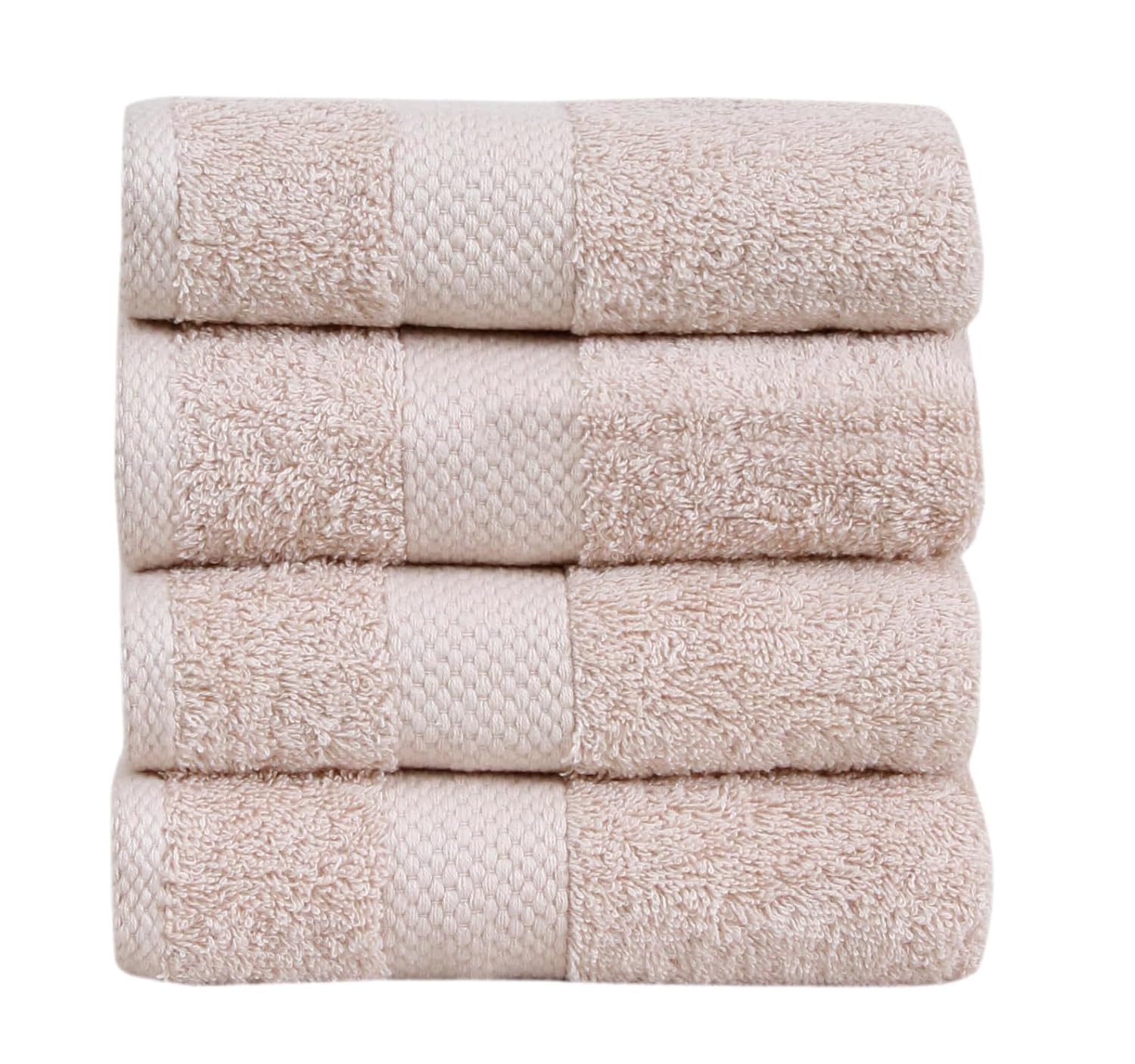 Fash Home 600 GSM Combed Cotton Hand Towel Set – 40x60 cm, Ultra Soft, Quick Dry & Highly Absorbent, 4 Pieces (Beige)