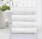 Fash Home 600 GSM Combed Cotton Hand Towel Set – 40x60 cm, Ultra Soft, Quick Dry & Highly Absorbent, 4 Pieces (White)