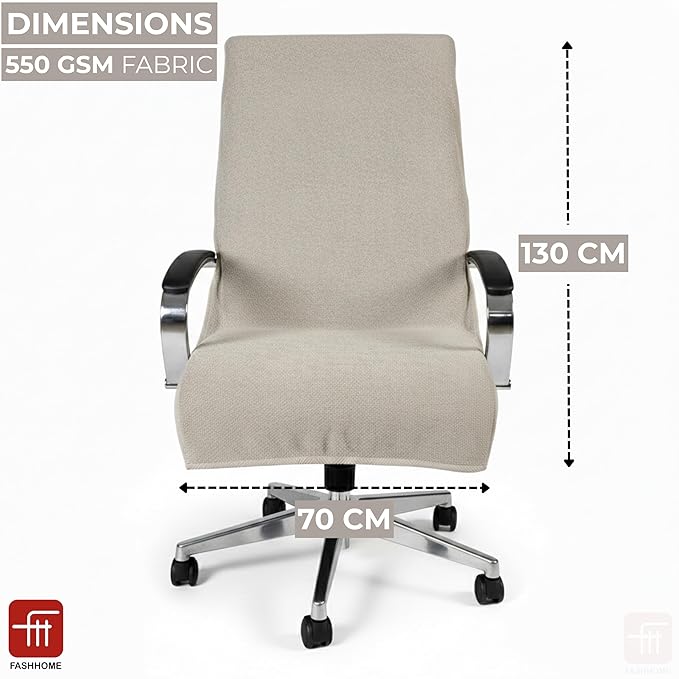 FASH Home Office Chair Towel | Luxury Car Seat Towel Cover | 100% Superfine Cotton | 550 GSM Large Size with Tie Knot | Beige | Pack of 1