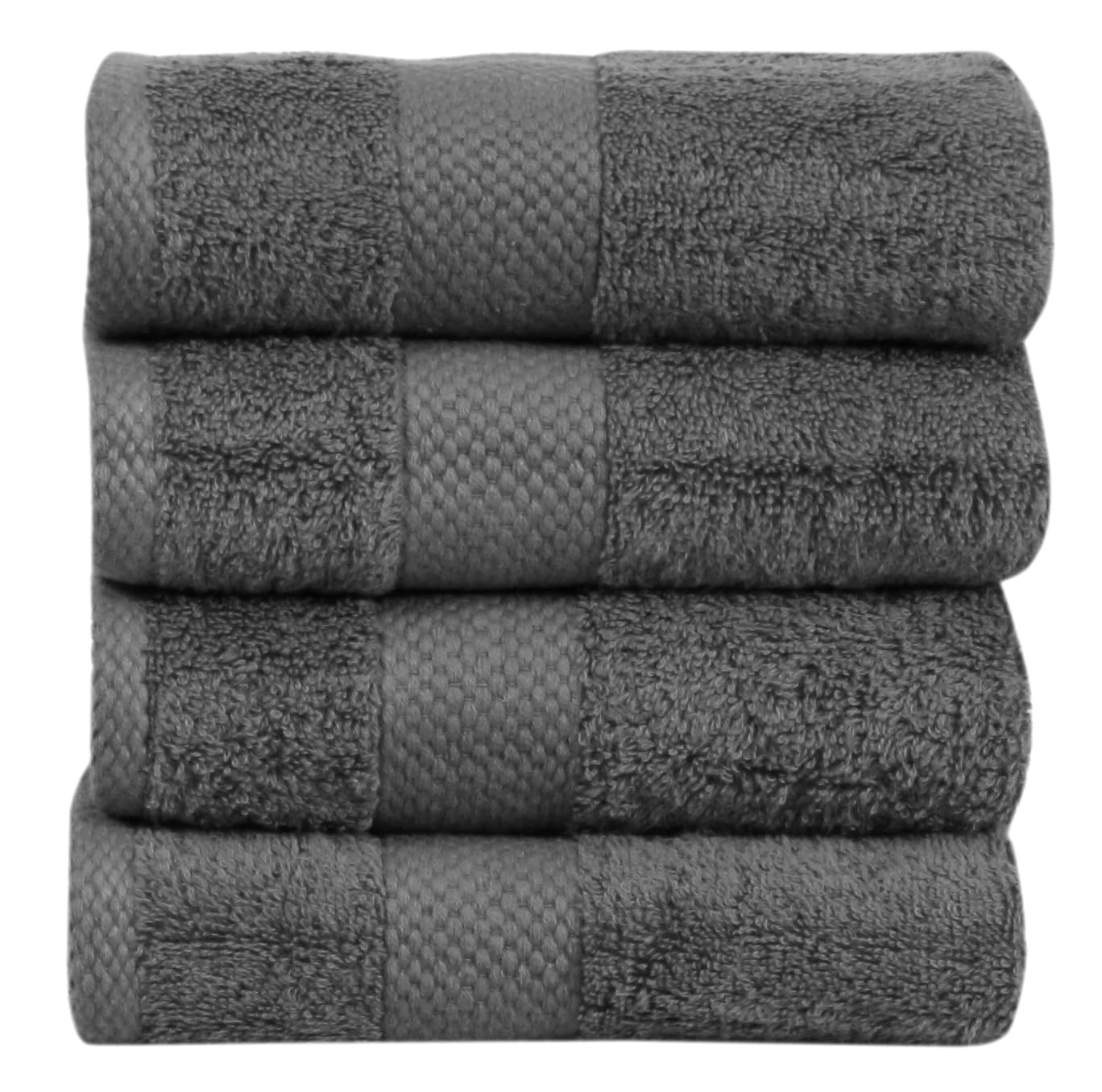 Fash Home 600 GSM Combed Cotton Hand Towel Set – 40x60 cm, Ultra Soft, Quick Dry & Highly Absorbent, 4 Pieces (Grey)