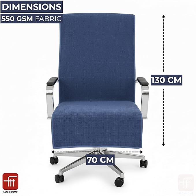 FASH Home Office Chair Towel | Luxury Car Seat Towel Cover | 100% Superfine Cotton | 550 GSM Large Size with Tie Knot | Navy Blue | Pack of 4