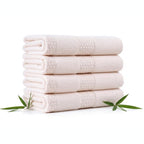 100% Natural Bamboo Towel 500 GSM Solid Hand Towel Pack of 4(40x60) (Pearl Peach)