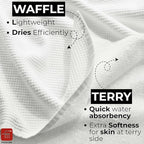 Fash Home Waffle Terry Fusion 2pc HandTowel-40X60cm Full Large Size 100% Soft Cotton Super Luxurious | Quick Absorbent | Only for Premium Royal Elite Class Men/Women/Couples-Camel Beige&Optical White