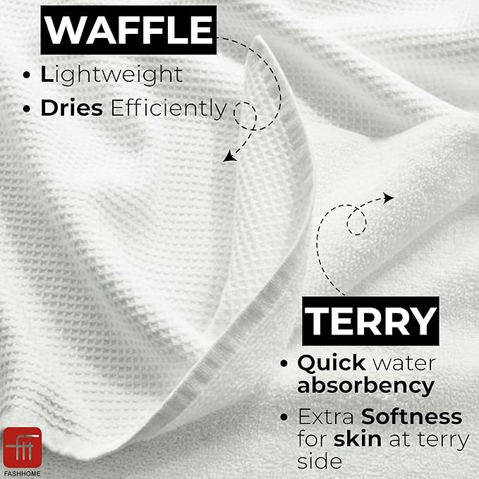 Fash Home Waffle Terry Fusion 2pc HandTowel-40X60cm Full Large Size 100% Soft Cotton Super Luxurious | Quick Absorbent | Only for Premium Royal Elite Class Men/Women/Couples-Camel Beige&Optical White
