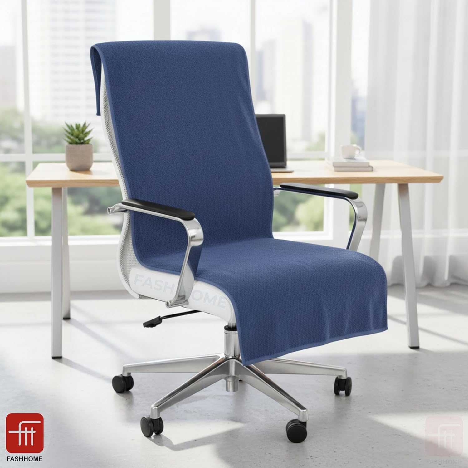 FASH Home Office Chair Towel | Luxury Car Seat Towel Cover | 100% Superfine Cotton | 550 GSM Large Size with Tie Knot | Grey | Pack of 1