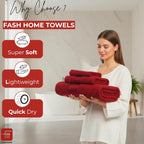 100% Cotton Super & Soft Towel Collection Set of 3 (Bath + Hand + Hand) 500 GSM Large Size (Maroon)
