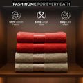 100% Cotton Ultra Soft & Super Absorbent, Antibacterial Hand Towel 500 GSM 40x60 cm. (Chrismas Red & Golden Beige)