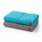 380 GSM 100% Cotton Highly Absorbent Light Weight Quick Dry Large Couple Bath Towel Set of 2 ( Grey&Teal)