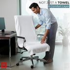 FASH Home Office Chair Towel | Luxury Car Seat Towel Cover | 100% Superfine Cotton | 550 GSM Large Size with Tie Knot | White | Pack of 1