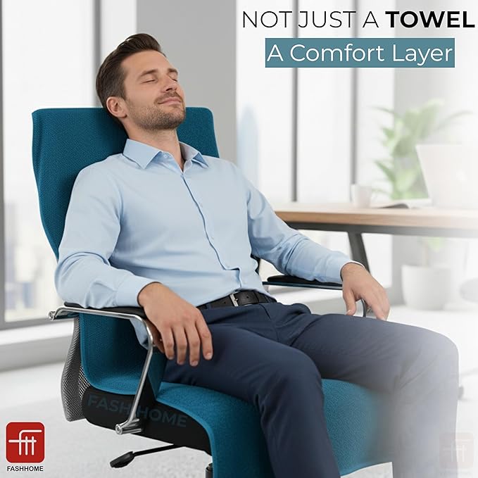 FASH Home Office Chair Towel | Luxury Car Seat Towel Cover | 100% Superfine Cotton | 550 GSM Large Size with Tie Knot | Teal | Pack of 4