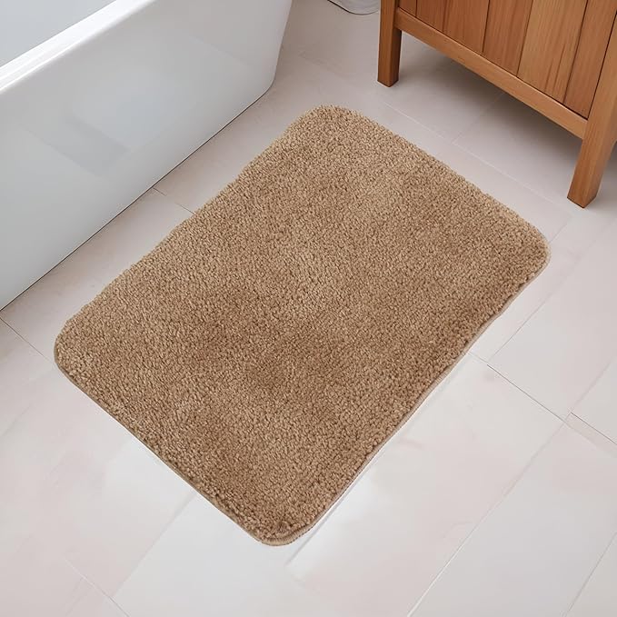 Fash Home Luxury 2000 GSM Microfiber Bathmat 40x60 cm, Ultra Soft, Highly Absorbent, Quick Drying, Non-Slip, Machine Washable, Durable for Bathrooms & Kitchens (Beige)
