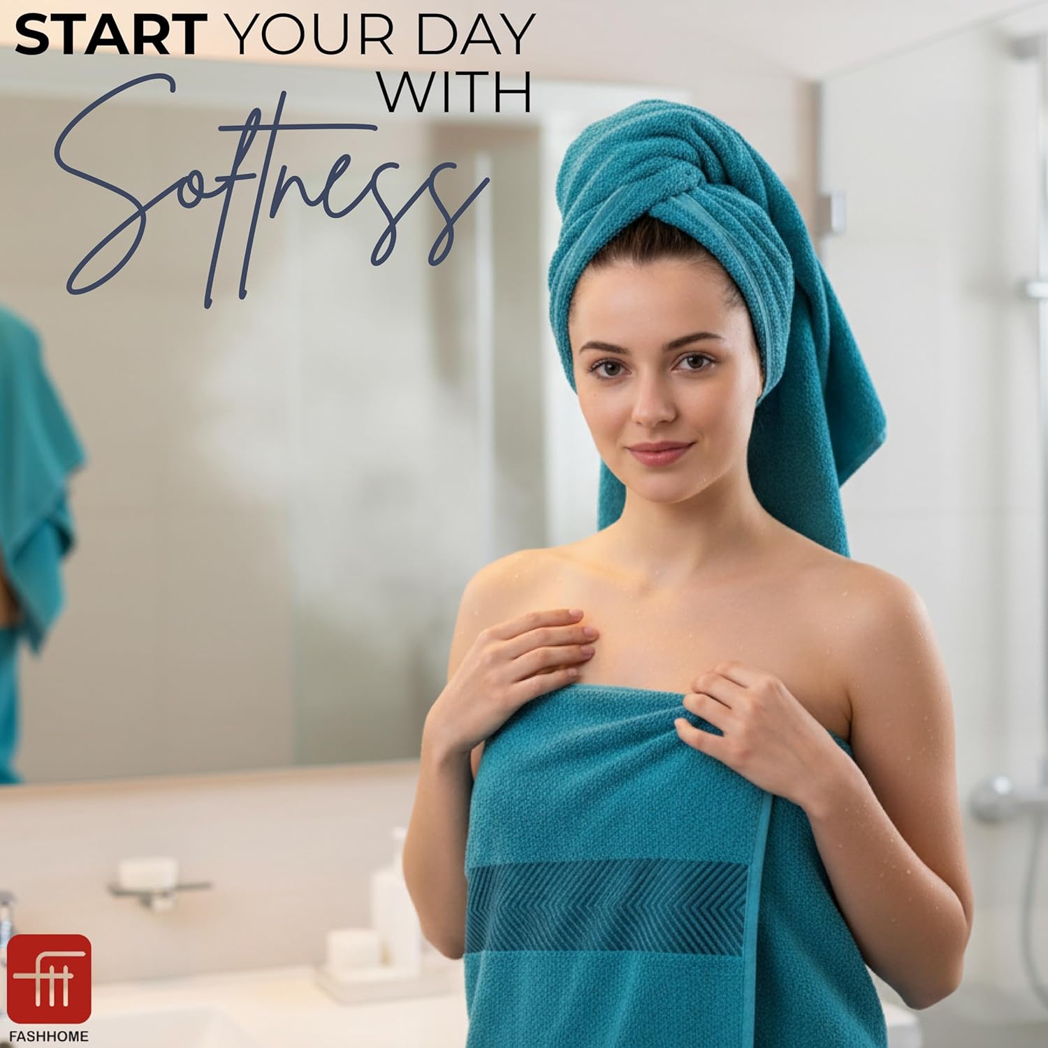 500 GSM 100% Cotton Highly Absorbent Super Luxury Large Couple Bath Towel Set (Grey,Beige,Teal & Red) Combo Pack of 4