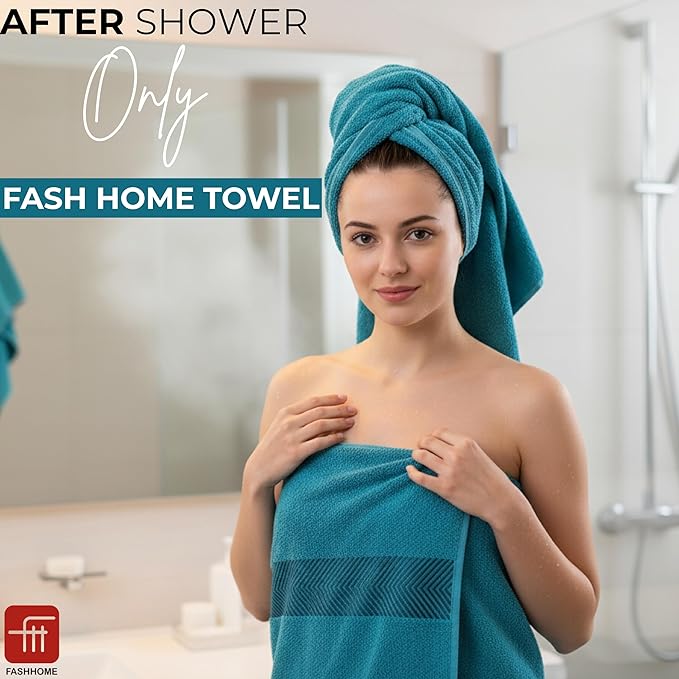 500 GSM 100% Cotton Highly Absorbent Super Luxury Large Couple Bath Towel Set (Set of 2 Maroon Red & Teal)