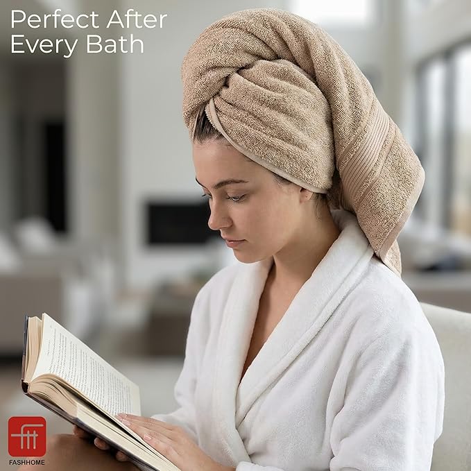 Fash Home 400 GSM Towel 70x140 cm – 1 Pc, Ultra Soft, Highly Absorbent, Quick Dry, Plush & Durable Cotton Bath Towel for Home, Gym & Spa (Beige)