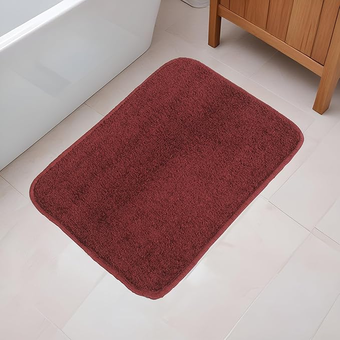 Fash Home Luxury Microfiber Bath Mat – Size 40x60 cm, 1500 GSM Ultra-Absorbent, Quick-Dry, Soft, Non-Slip, Machine Washable, Perfect for Bathroom, Shower, and Floor Use (Maroon)