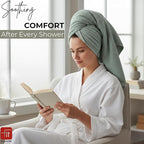 Fash Home Waffle Terry Fusion 2pc HandTowel-75X150cm Full Large Size 100% Soft Cotton Super Luxurious | Quick Absorbent | Only for Premium Royal Elite Class Men/Women/Couples-OliveGreen & NaturalGrey