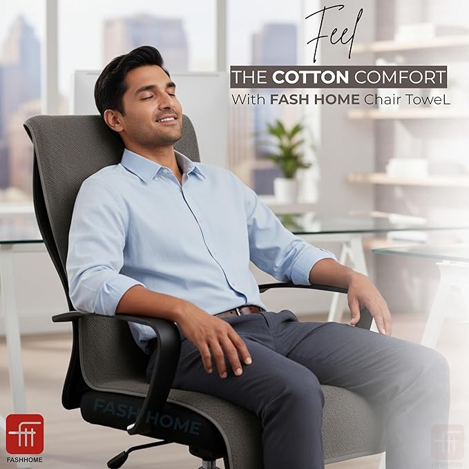 FASH Home Office Chair Towel | Luxury Car Seat Towel Cover | 100% Superfine Cotton | 550 GSM Large Size with Tie Knot | Beige | Pack of 4